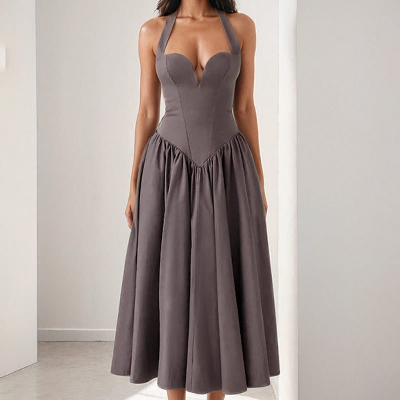 Robe de soirée pour femmes de haute qualité avec décolleté en cœur profond et jupe volumineuse Levoire