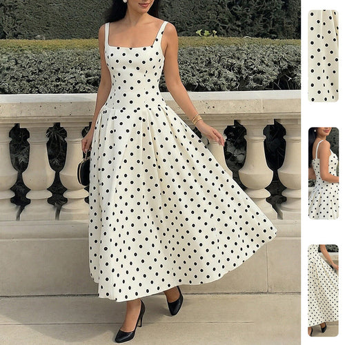 Robe maxi élégante à pois pour femmes Levoire