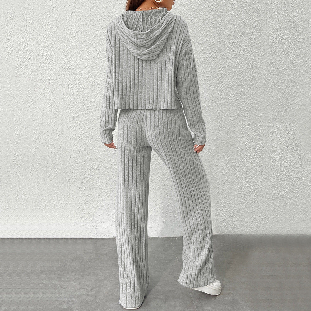 Ensemble en laine confortable pour femmes avec hoodie décontracté et pantalons larges Levoire