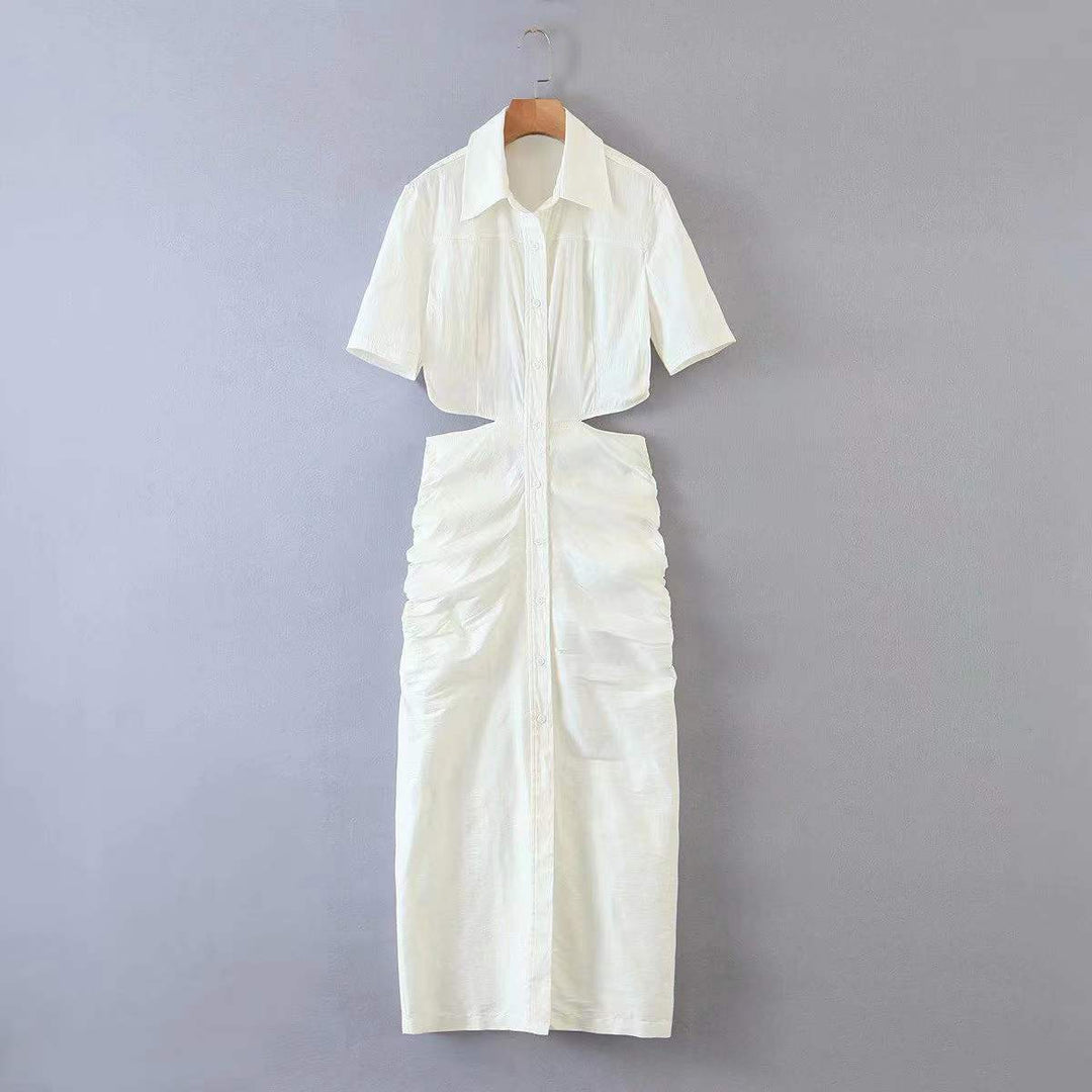 Levoire | Robe d'été décontractée à manches courtes ouvertes Blanc