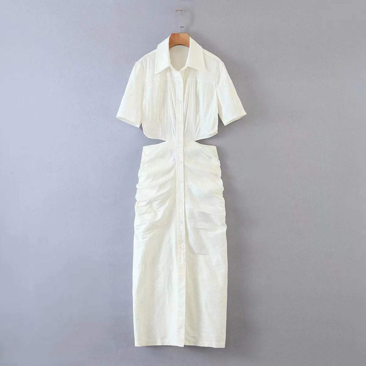 Levoire | Robe d'été décontractée à manches courtes ouvertes Blanc