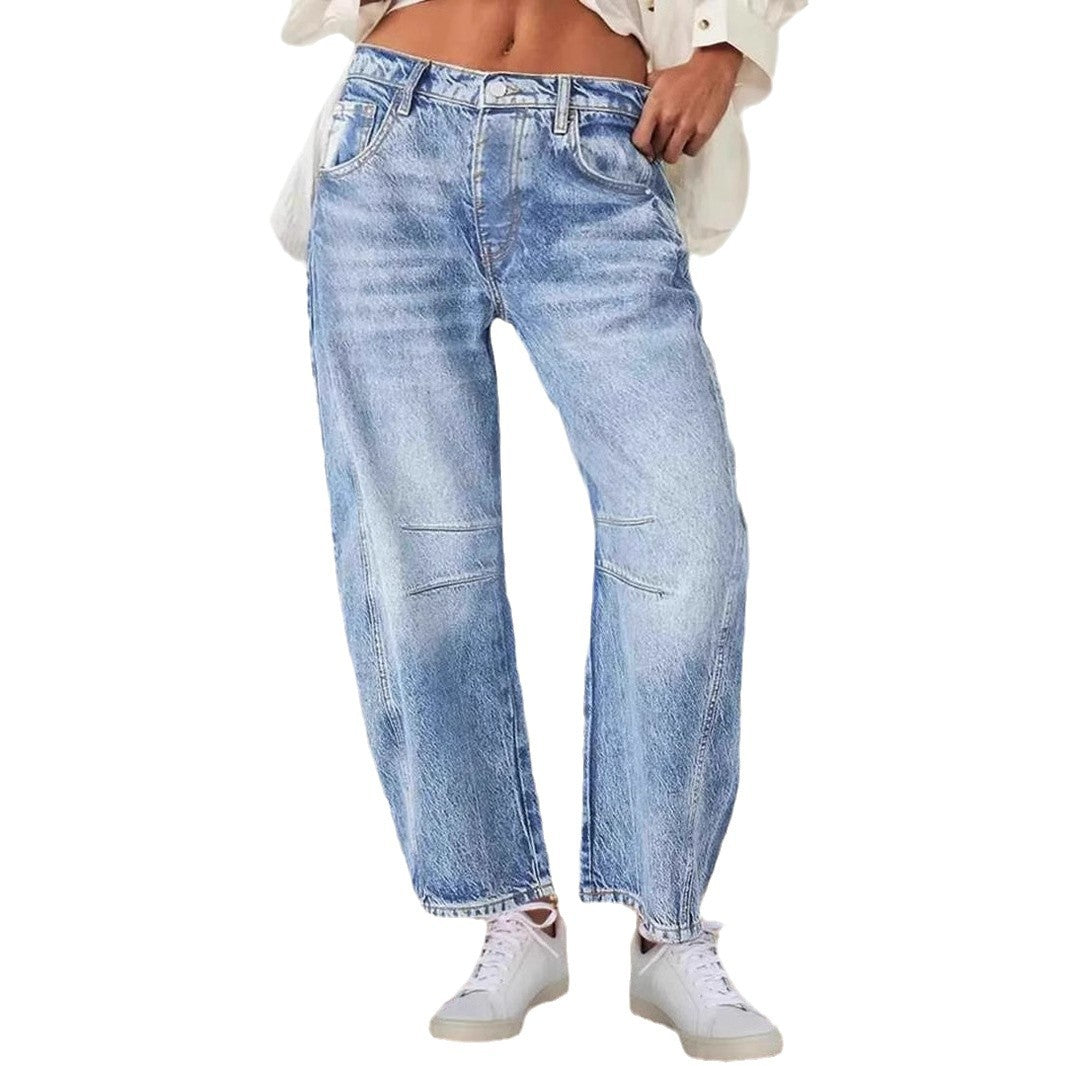 Jean femme ample au look vintage avec ourlet effiloché Levoire