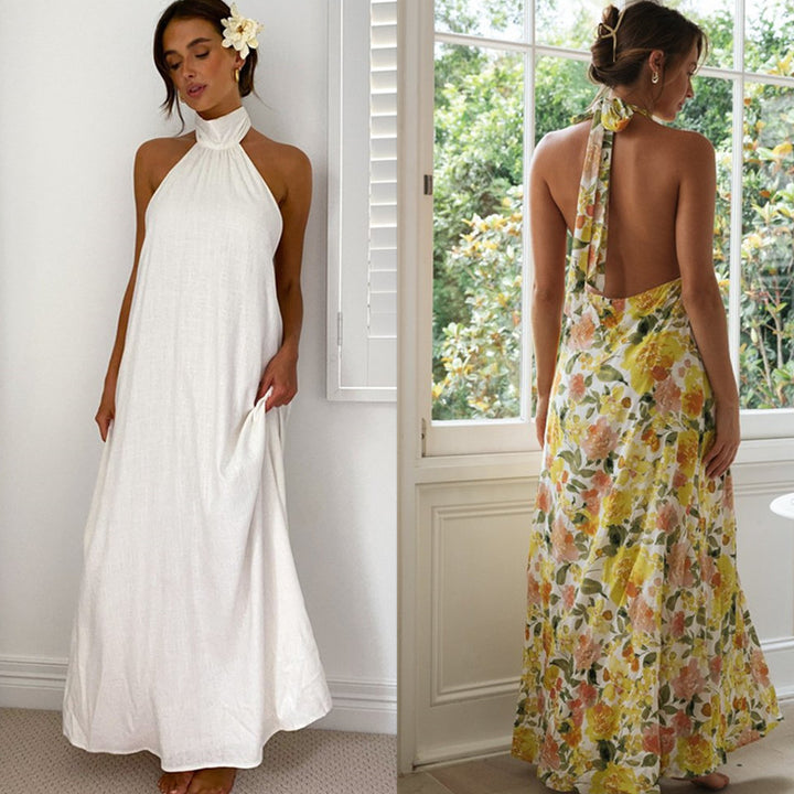 Robe maxi femme avec un haut halter élégant et des poches Levoire
