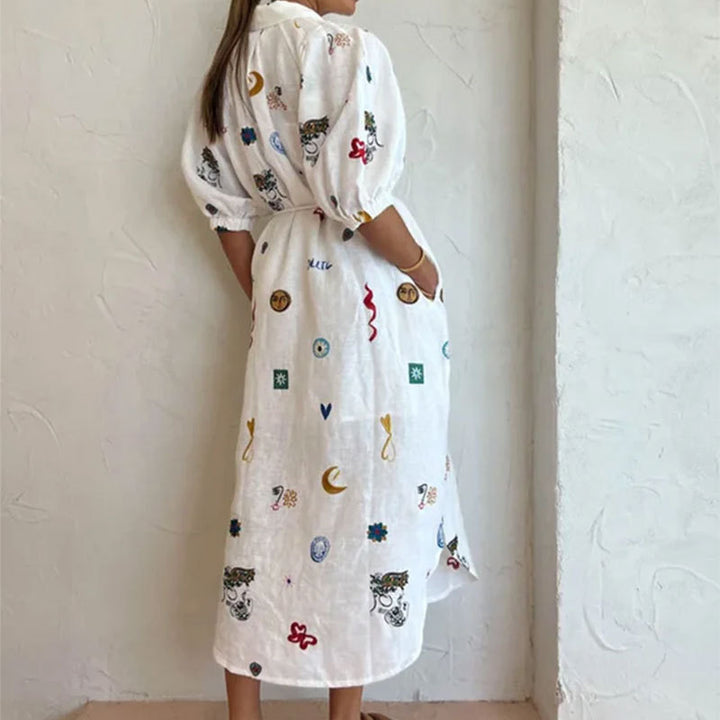 Robe d'été pour femme avec design d'embroidery coloré Levoire