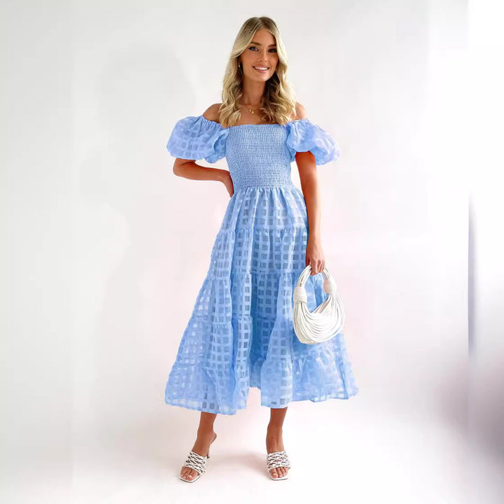 Robe maxi pour femmes avec manches bouffantes et haut élastique Levoire