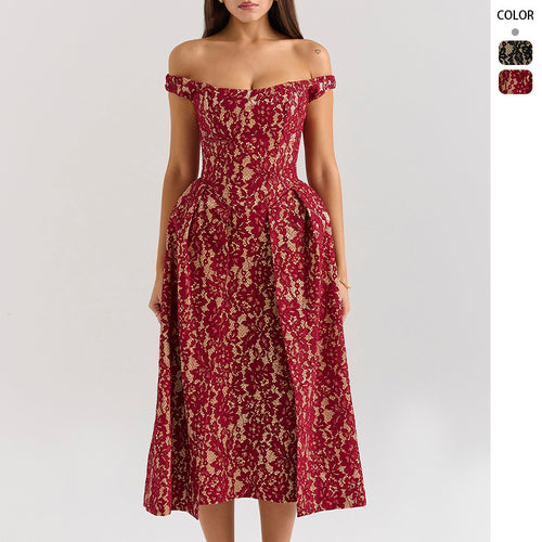 Robe en dentelle de haute qualité pour femmes en coupe A-line élégante Levoire