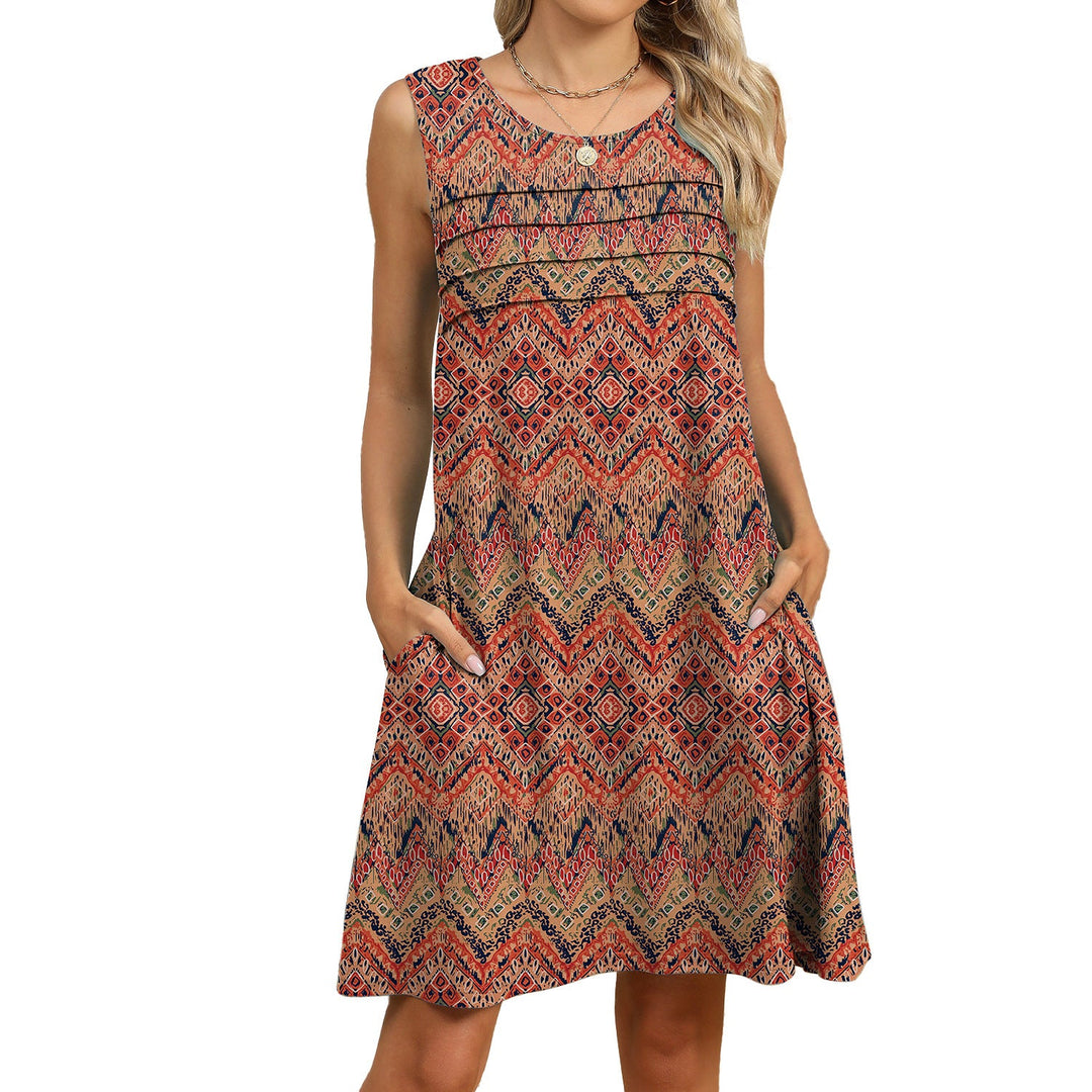 Levoire | Robe décontractée confortable avec détails de poche Geometristi Fleur