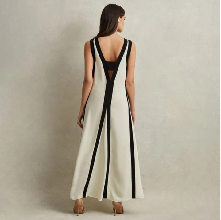 Levoire | Robe Longue Bicolore À Décolleté En V