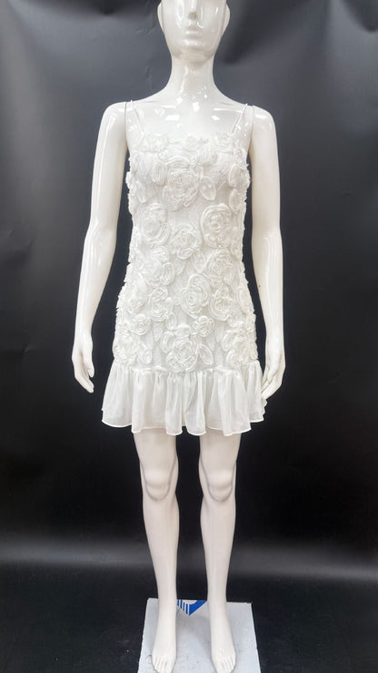 Levoire | Chic Floral Patchwork à Main Robe Blanc