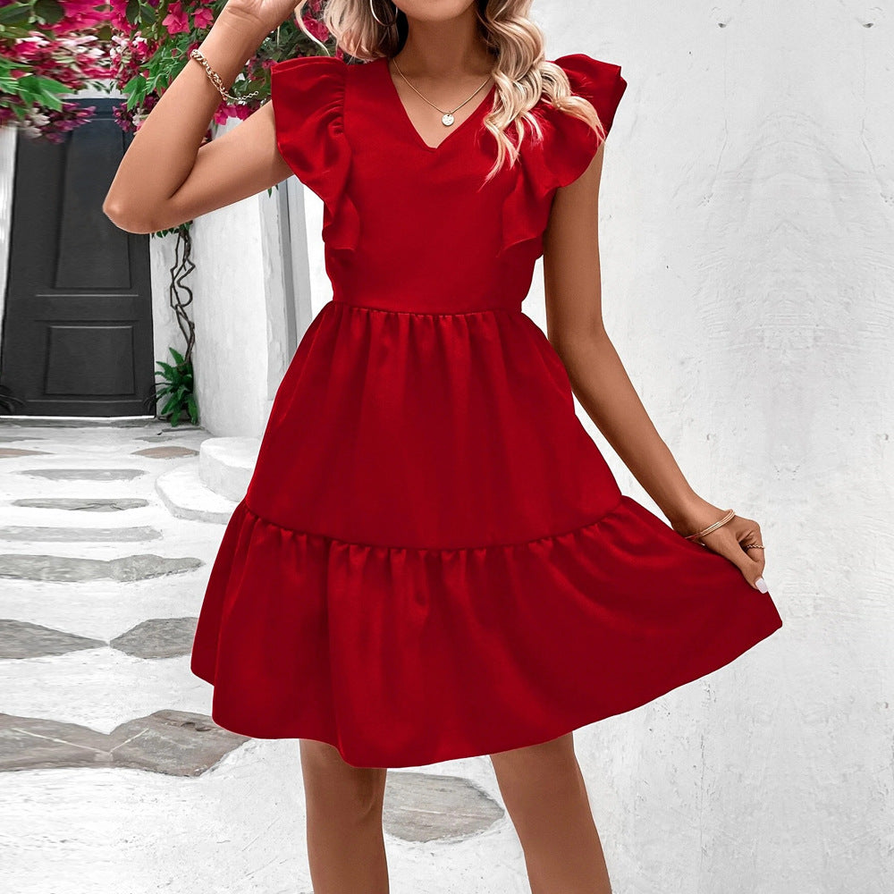 Robe d'été femme avec des manches volantes et un dos ouvert Levoire