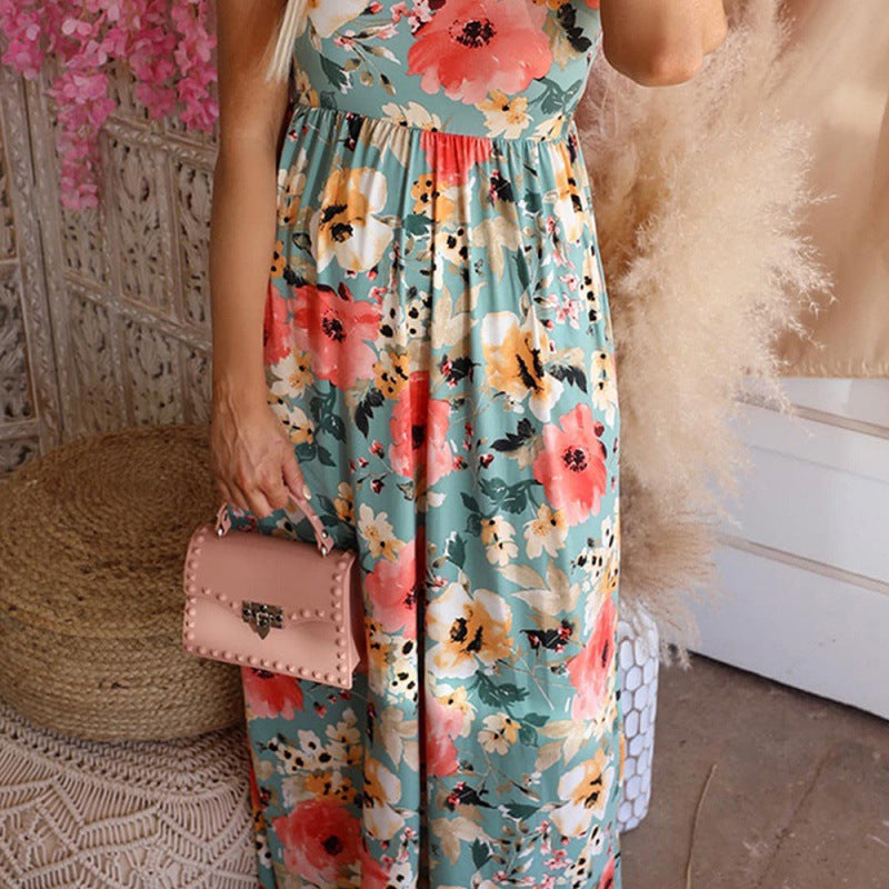 Robe maxi pour femmes avec design floral et taille élastique Levoire