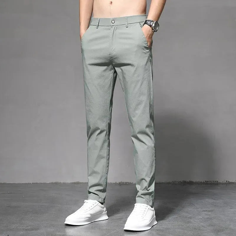 Levoire | Pantalons droits fins pour homme Vert clair