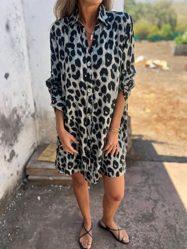 Robe chemise pour femmes en imprimé léopard tendance Levoire