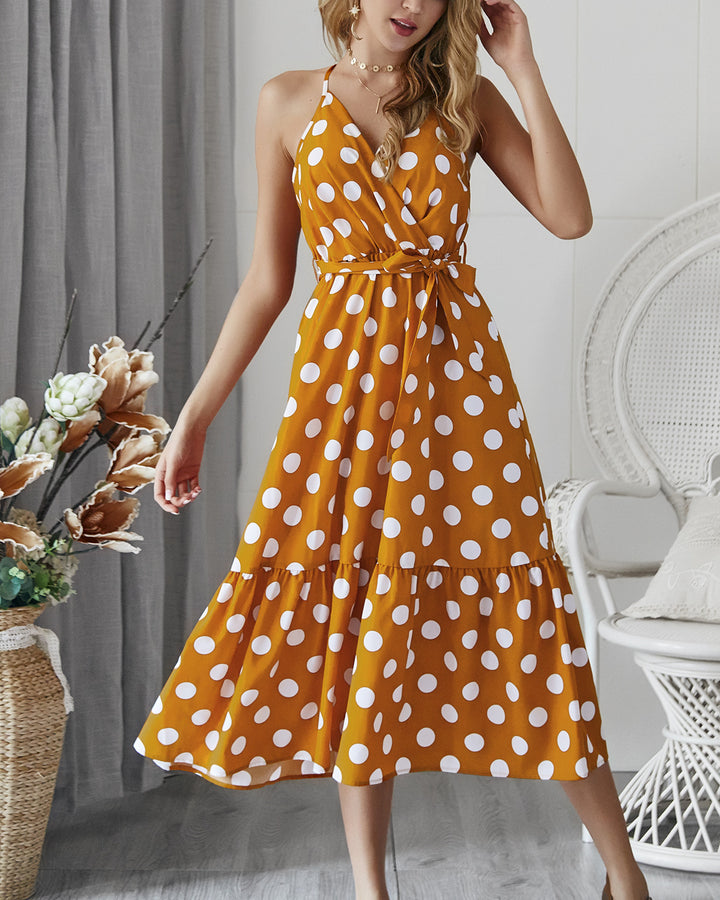 Robe maxi femme à pois et volants par Levoire