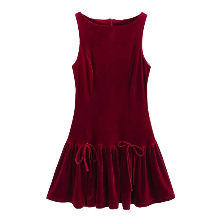 Levoire | Brillant fleur Imprimé floral de printemps frais mini robe rouge foncé