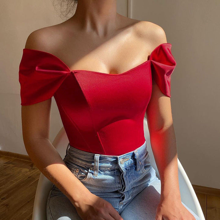 Levoire | Élégante blouse sans manche asymétrique à une épaule Rot
