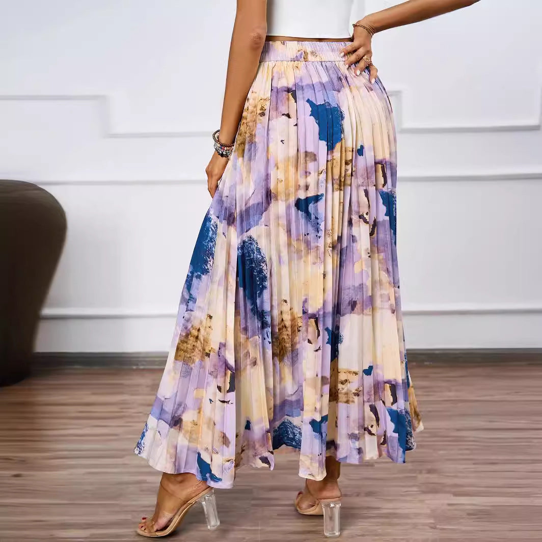 Jupe maxi pour femmes avec détails plissés et design floral Levoire