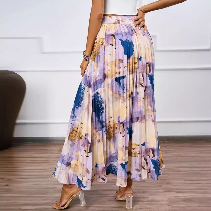 Jupe maxi pour femmes avec détails plissés et design floral Levoire