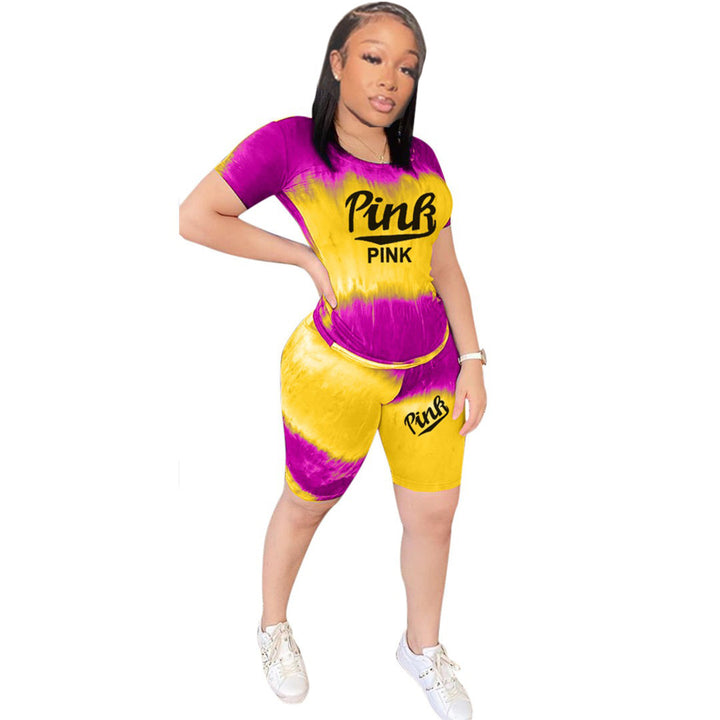 Tenue sportive pour femmes à manches courtes avec motif tie-dye tendance Levoire