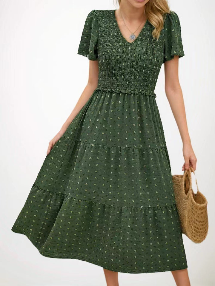 Robe midi femme avec taille élastique et détails volantés Levoire