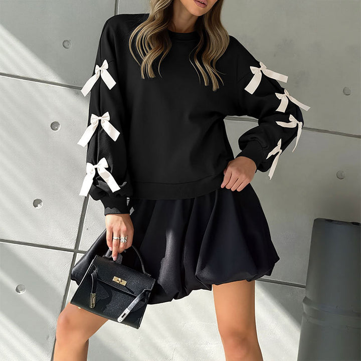 Pull surdimensionné pour femme avec détails de nœud ludiques Levoire