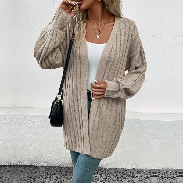 Levoire | Pull Femme À Manches Longues Style Décontracté En Couleurs Unies Kaki
