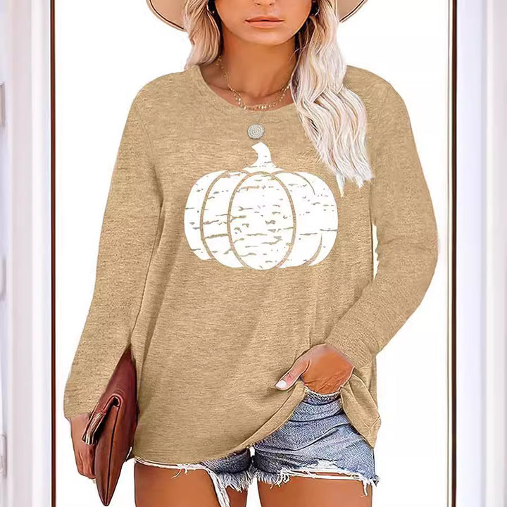 Chemise à manches longues pour femmes avec motif de citrouille d'automne Levoire