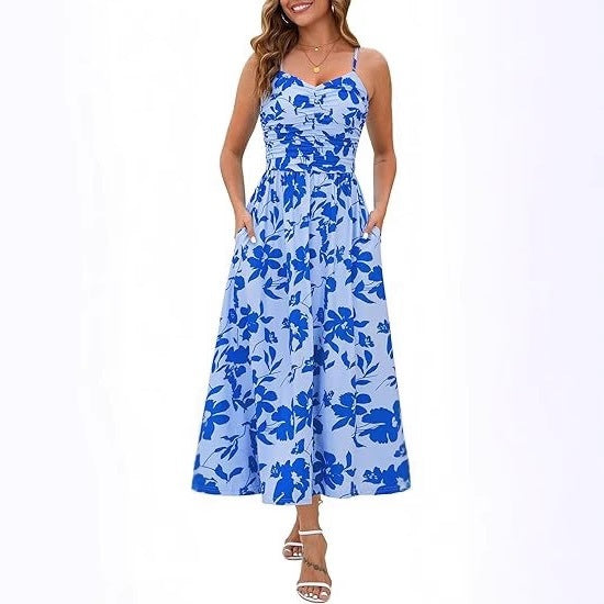 Robe maxi femme avec fines bretelles et poches latérales pratiques Levoire