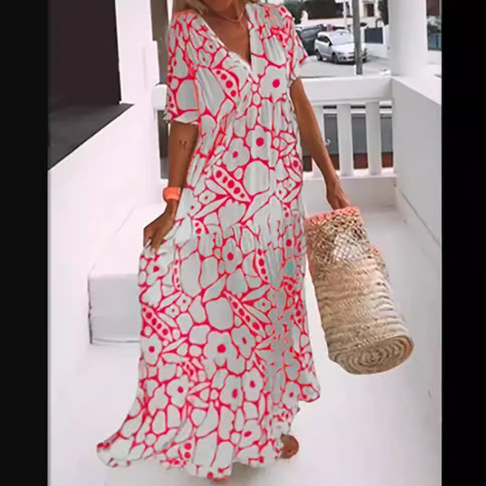 Levoire | Robe imprimée Robe longue à manches courtes imprimée