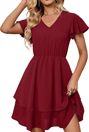 Robe décontractée femme avec jupe flottante et manches froncées Levoire
