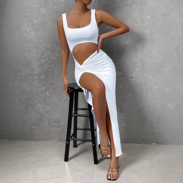 Robe maxi découpée pour femme avec design élégant enroulé et fente haute Levoire