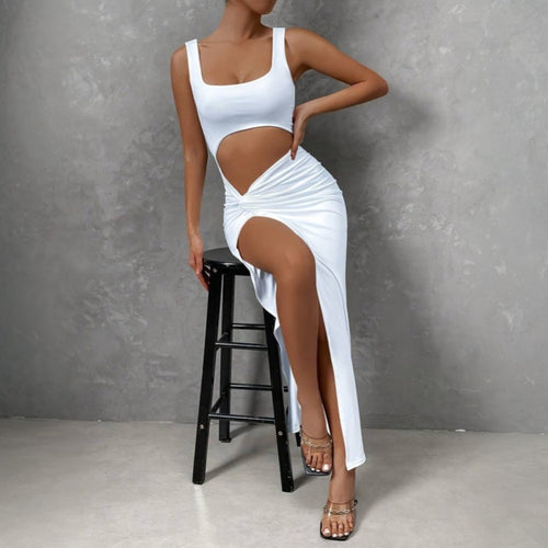 Robe maxi découpée pour femme avec design élégant enroulé et fente haute Levoire
