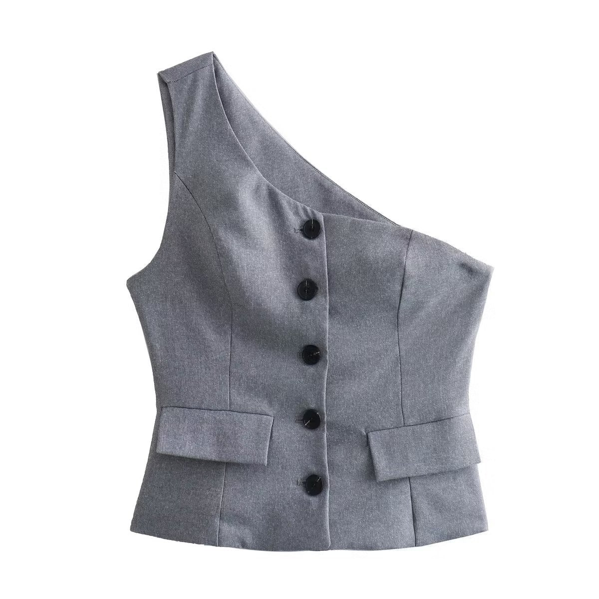 Levoire | L'ensemble Lännen asymétrique ajusté Lännen Pantalons Set A02 gilet gris