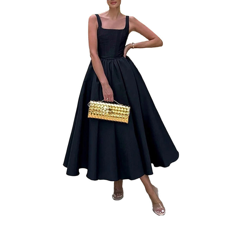 Robe maxi femme avec élégante coupe A et décolleté carré Levoire