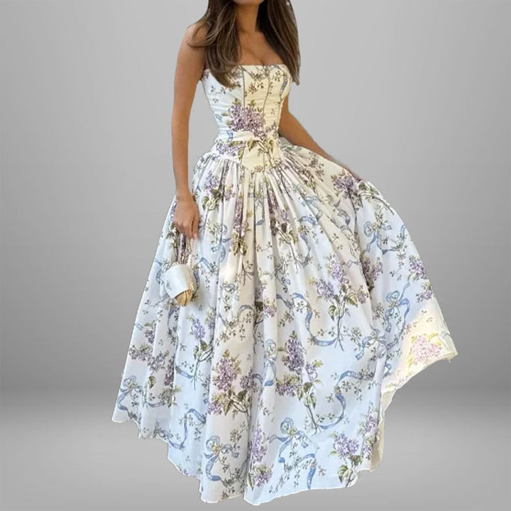 Robe maxi femme avec motifs floraux et haut froncé Levoire