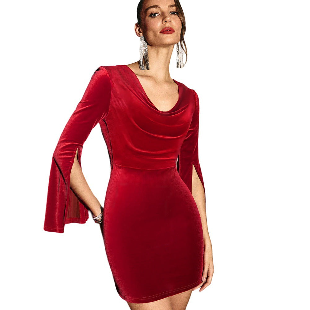 Robe d'été pour femmes avec décolleté plongeant et manches ondulantes Levoire