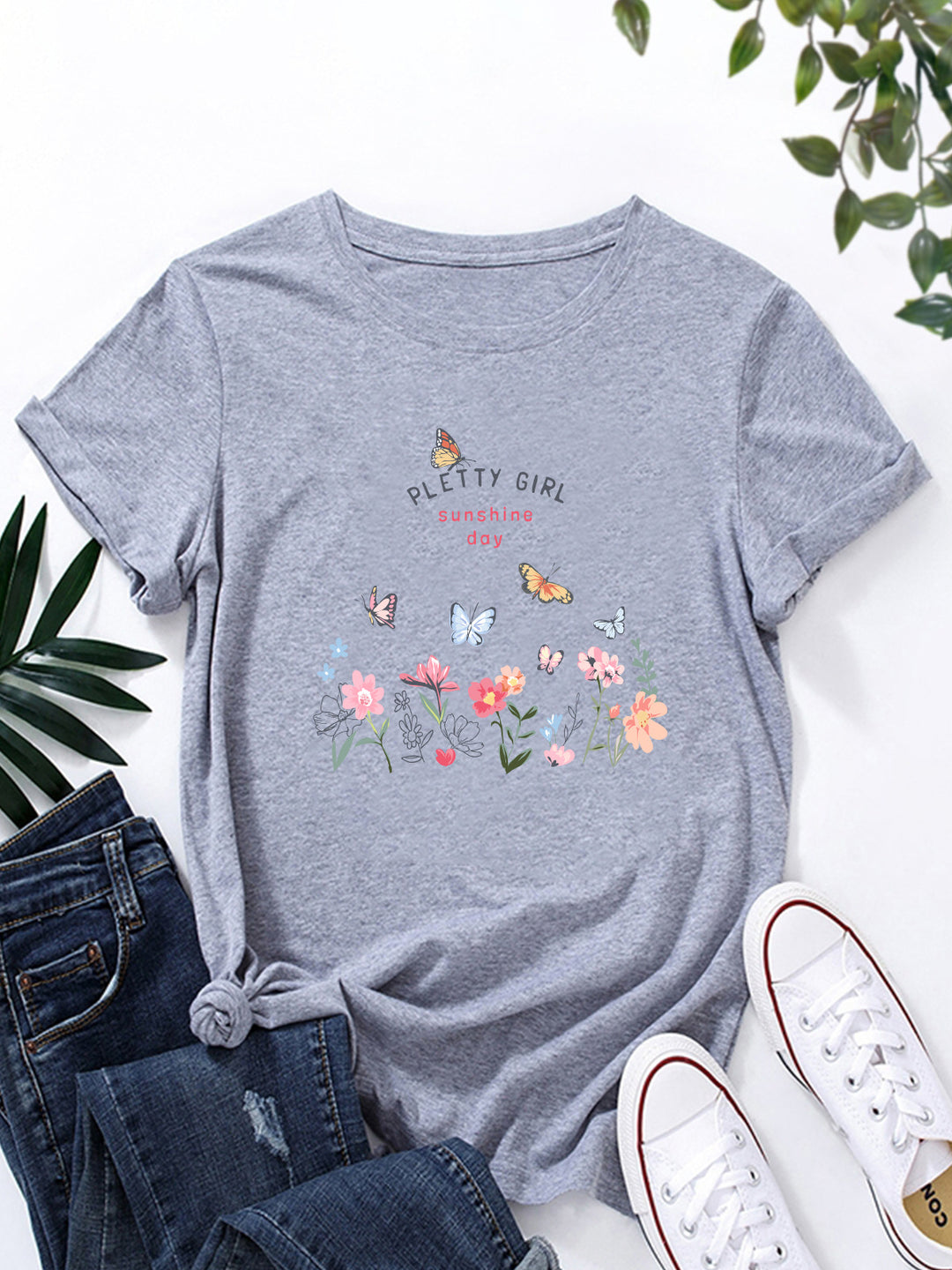 T-shirt pour femmes avec imprimé floral ludique et imprimé élégant Levoire