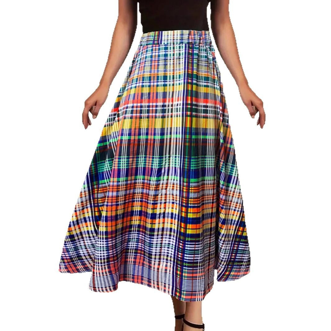 Jupe maxi pour femmes avec un motif à carreaux coloré et une coupe fluide Levoire