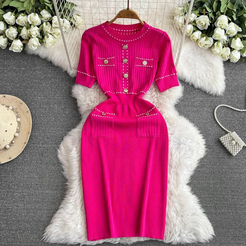 Levoire | Robe à longueur genou ajustée à la taille haute Rosenrot Taille libre
