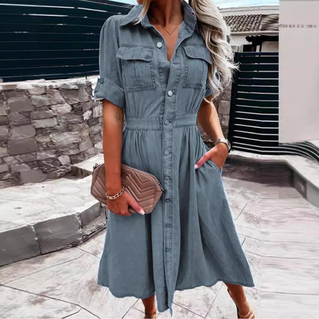 Robe chemise en denim pour femmes avec poches pratiques et taille élégante Levoire