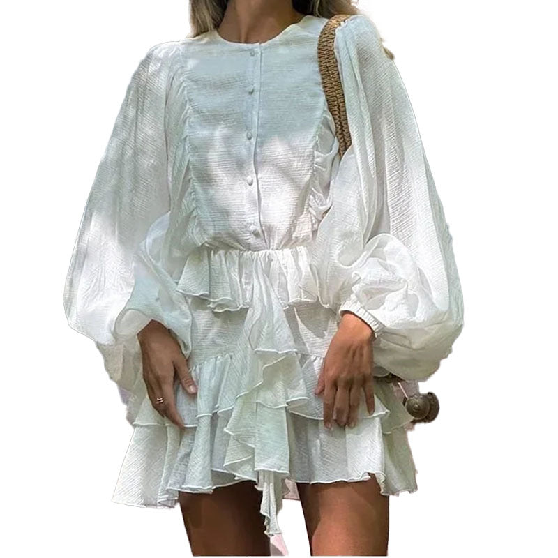 Robe à volants ludique pour femmes avec manches volumineuses Levoire