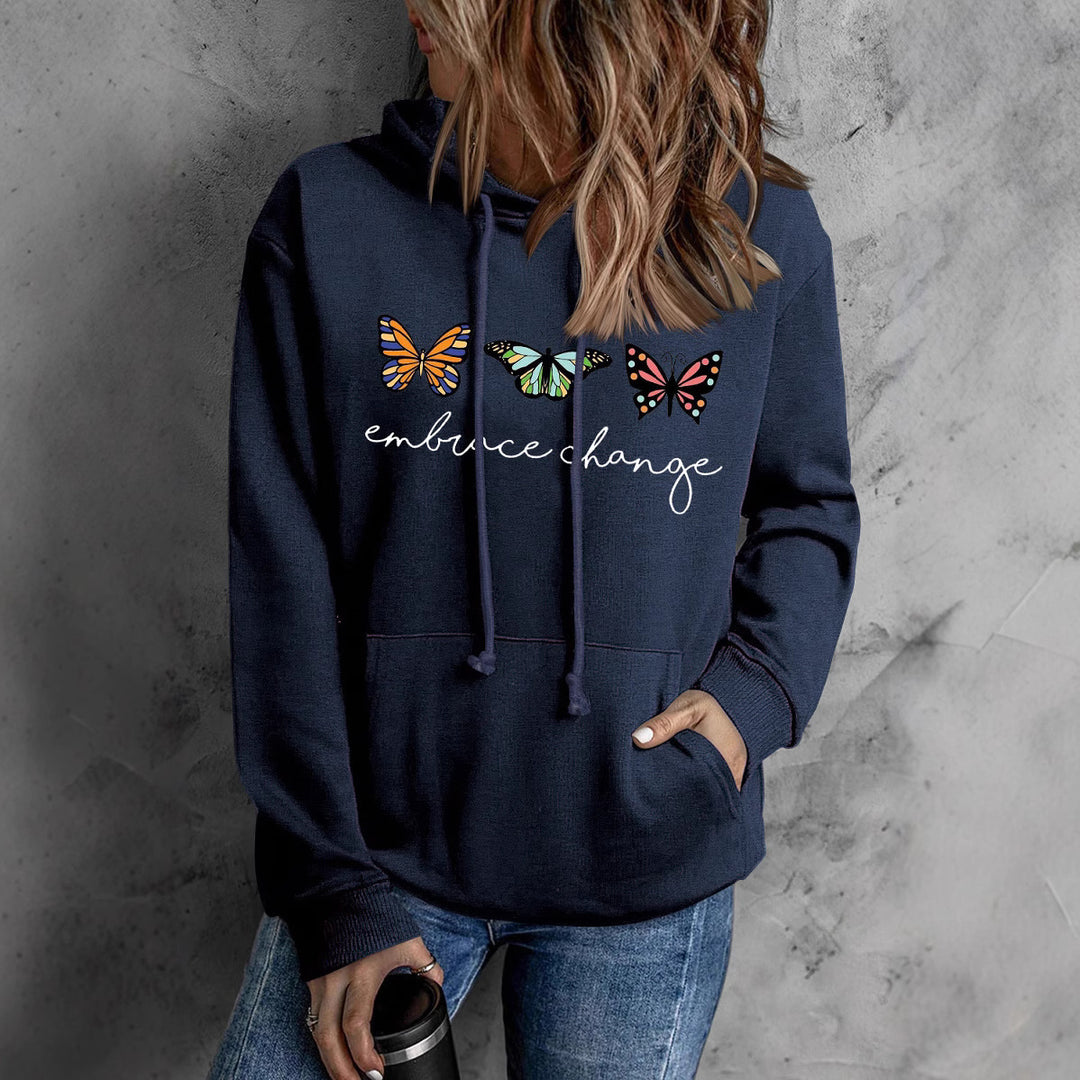 Sweat à capuche pour femmes avec motif de papillon inspirant et message motivant Levoire
