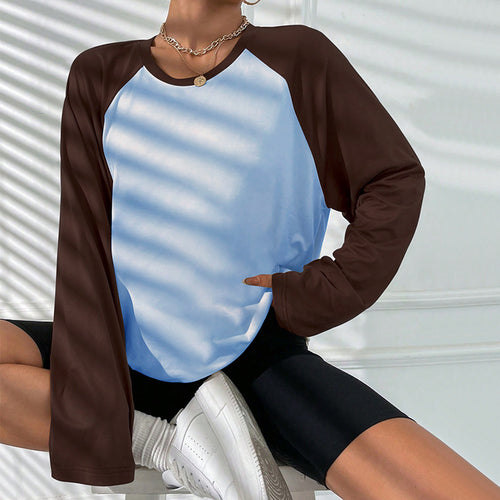 T-shirt à manches longues pour femmes avec coupe raglan sportif et design color block tendance Levoire