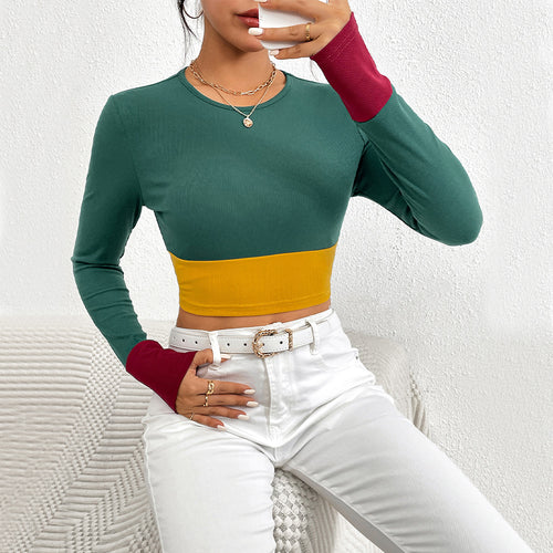 Top court pour femme avec design coloré et manches longues Levoire