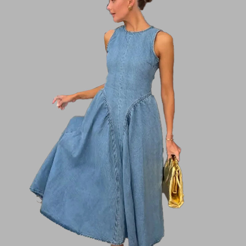 Robe maxi en jeans pour femmes avec coupe moderne et ligne A Levoire