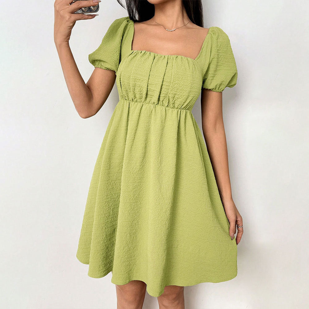 Robe d'été femme à épaules dénudées avec manches bouffantes et fente latérale Levoire