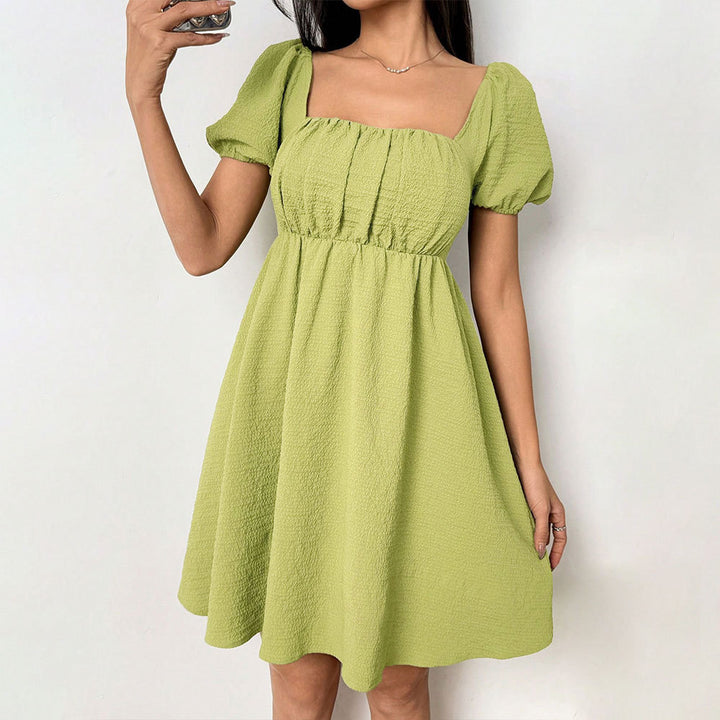 Robe d'été femme à épaules dénudées avec manches bouffantes et fente latérale Levoire