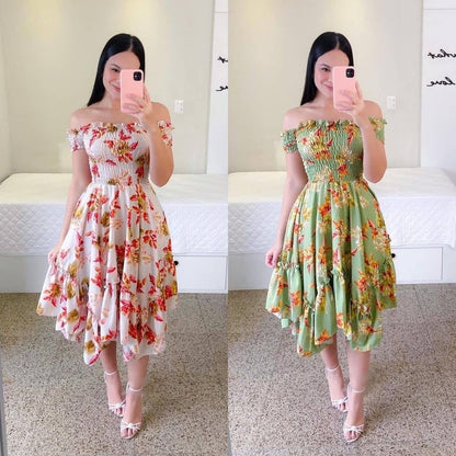 Levoire | Robe mi-longue sans manches élégante avec imprimé