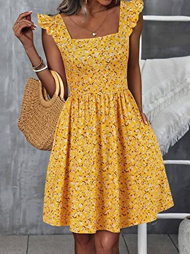 Robe d'été pour femmes avec des manches froncées et une fente Levoire