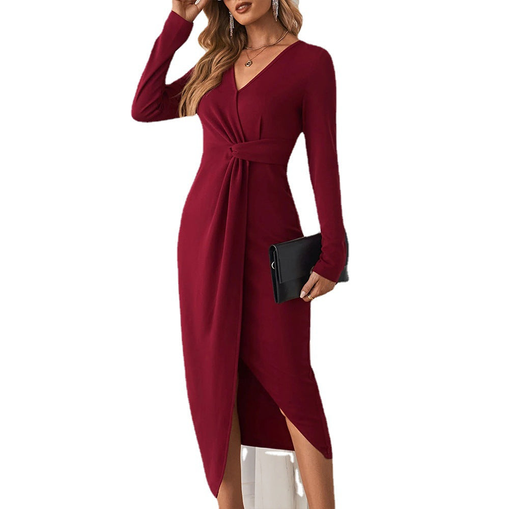 Robe midi femme avec ceinture tordue et fente profonde Levoire